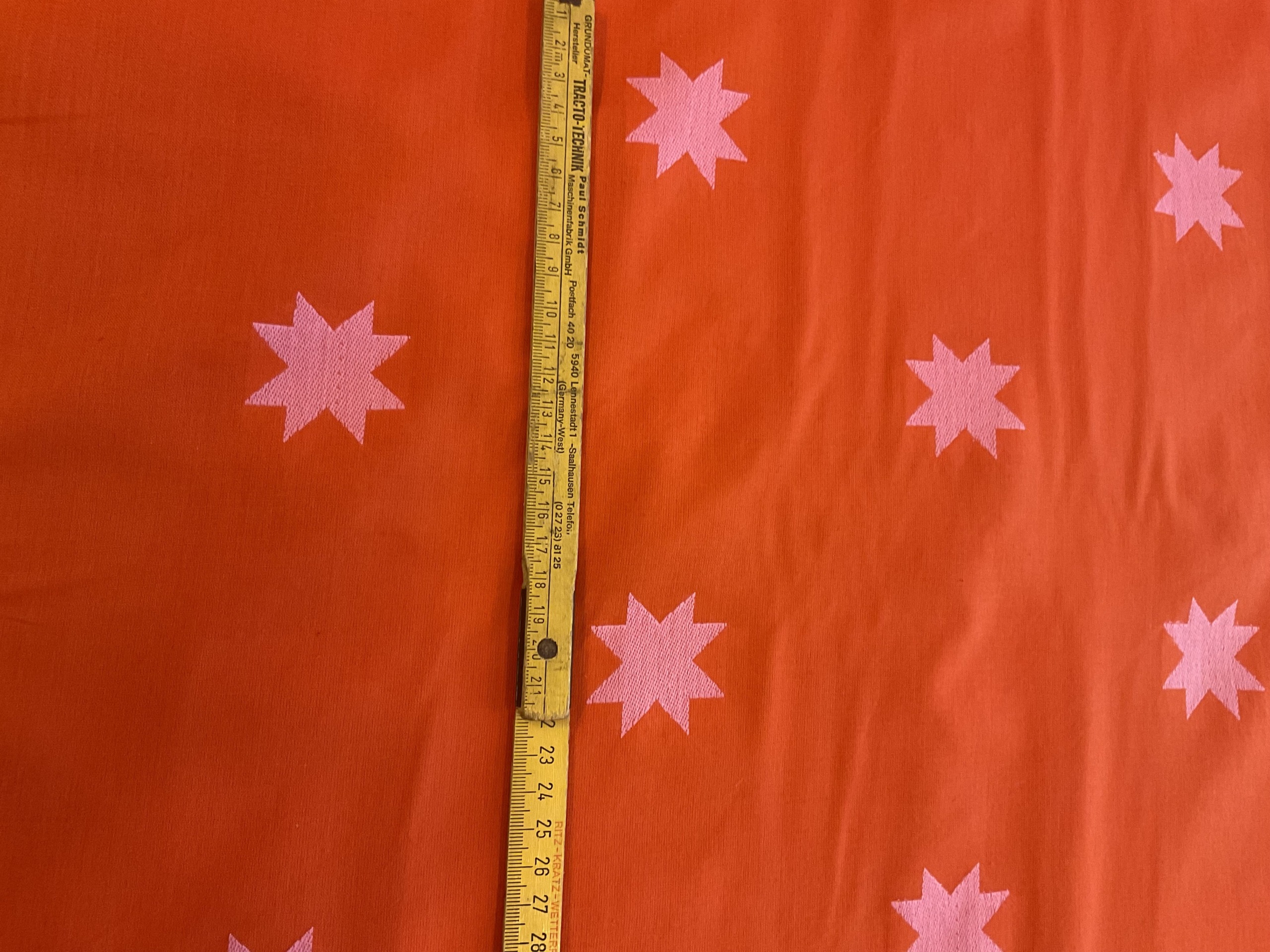 Ruby star Warp Weft Wovens orange with pink stars - Image 8